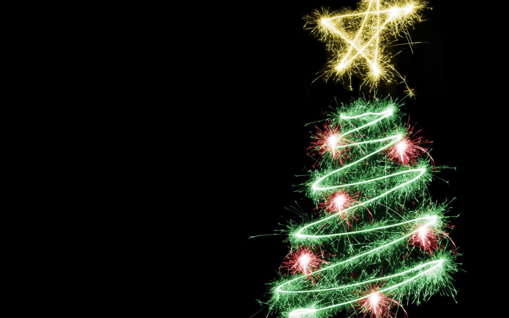 Мерцающая елка на рождество, чёрный фон
