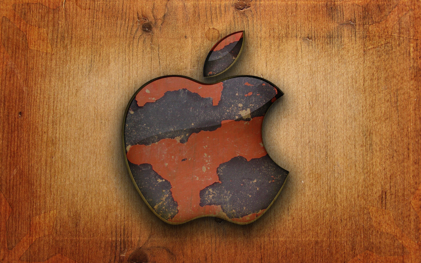 Apple на деревянном фоне