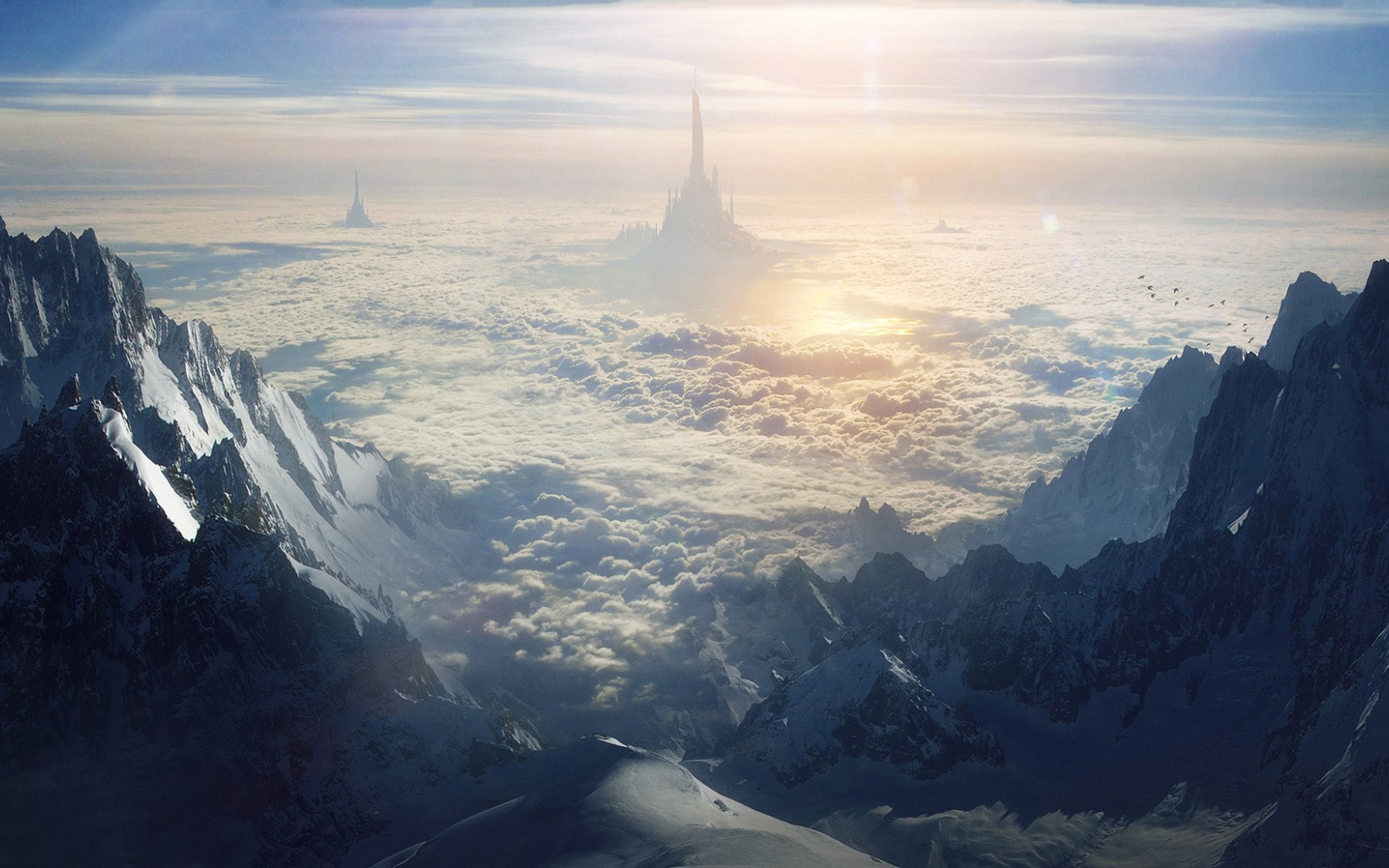 Фантастический пейзаж с облаками