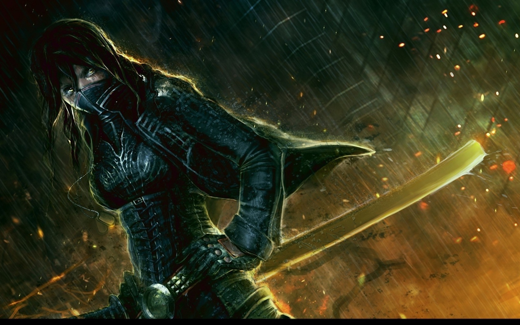 Рисунок девушка с мечем