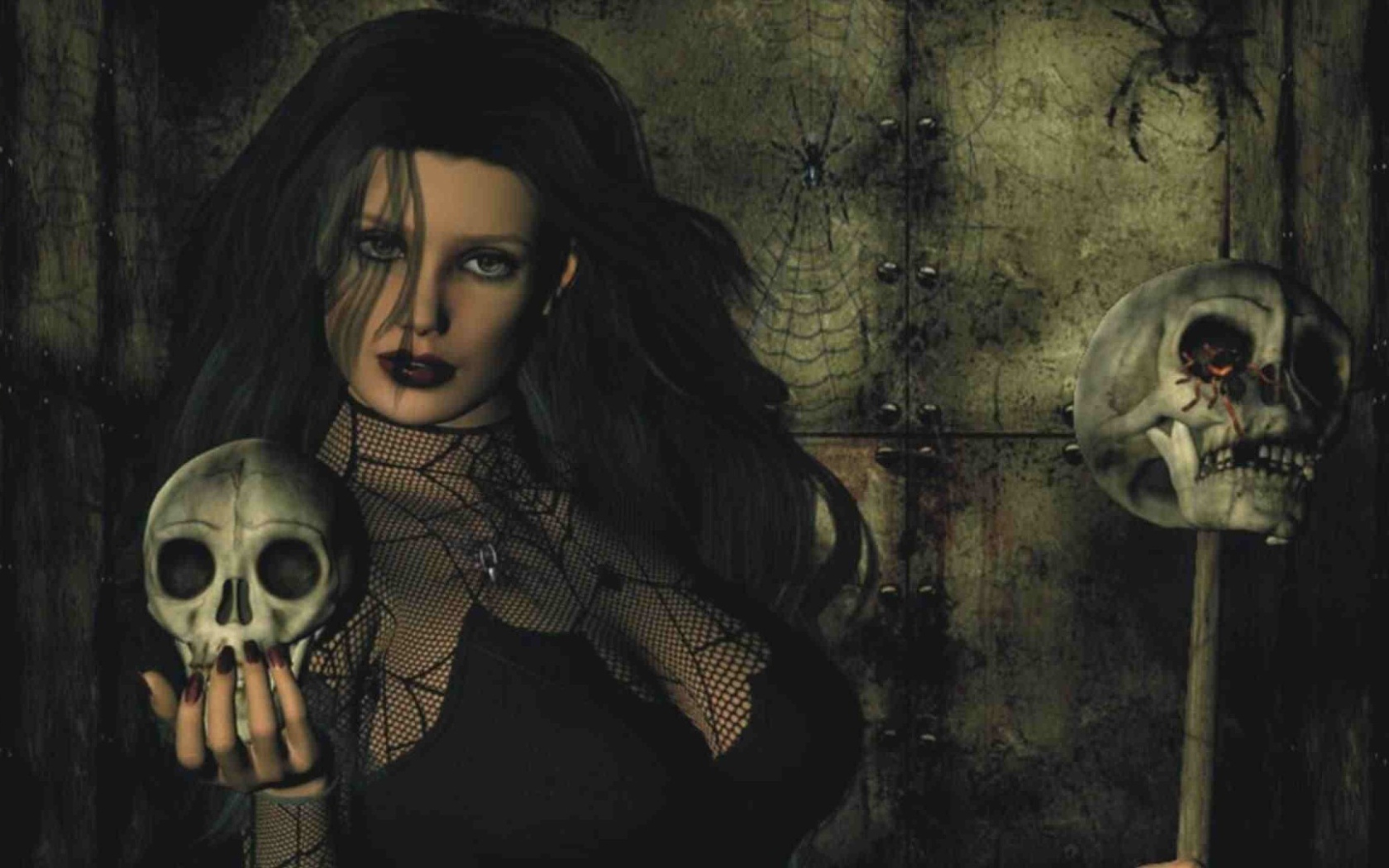 Девушка с черепом