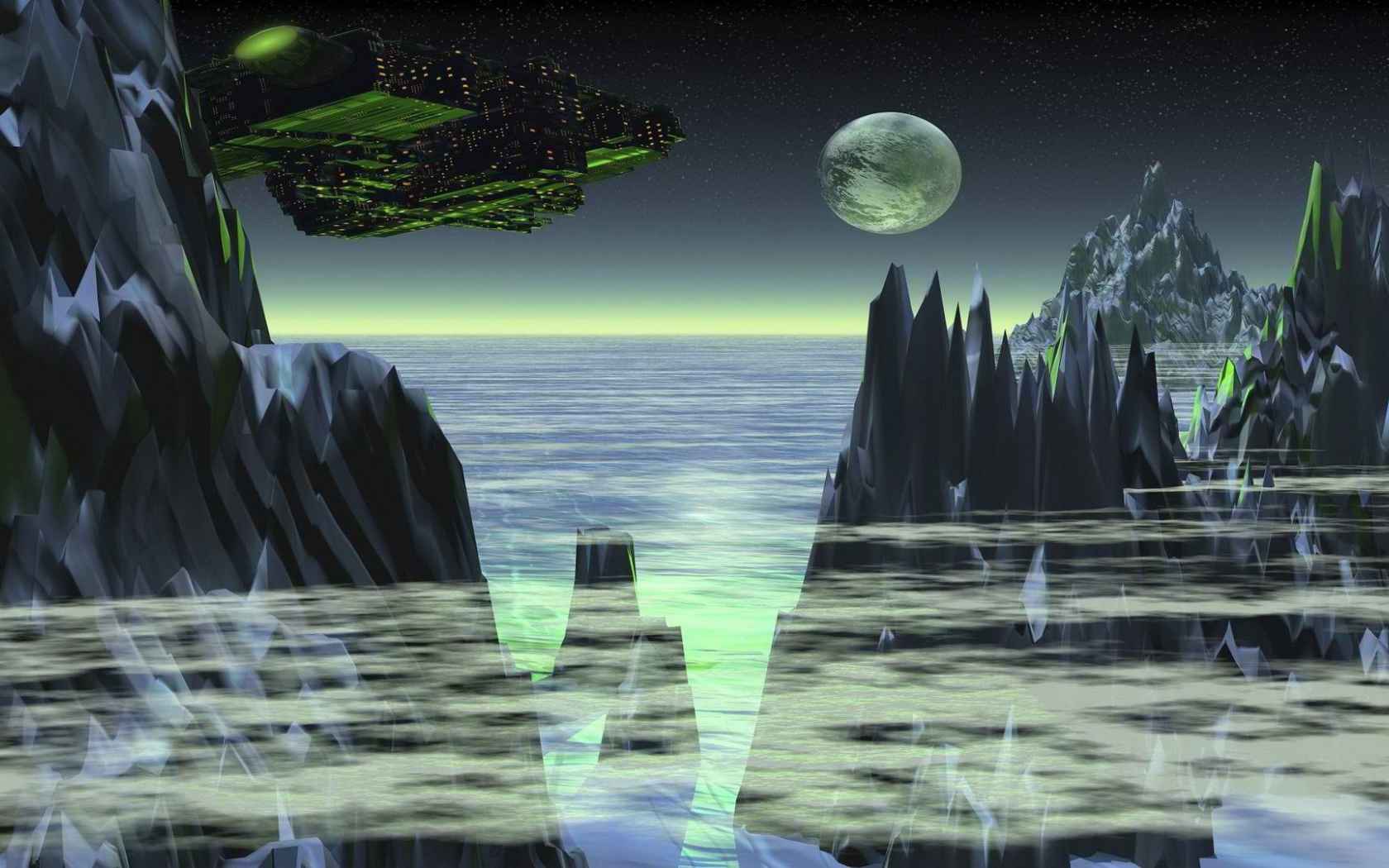 Космический корабль над планетой