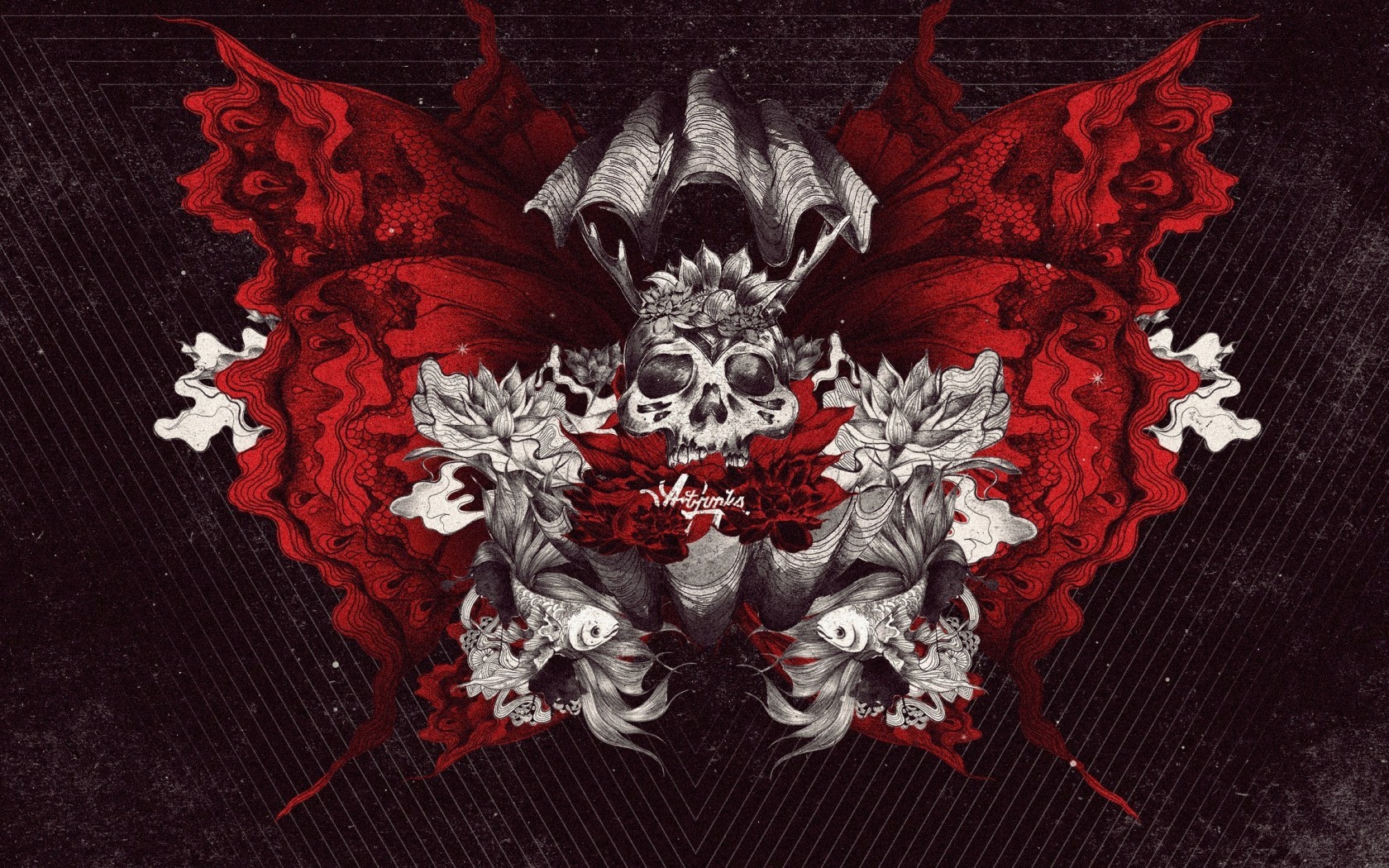 Фантазия с рыбами и черепом