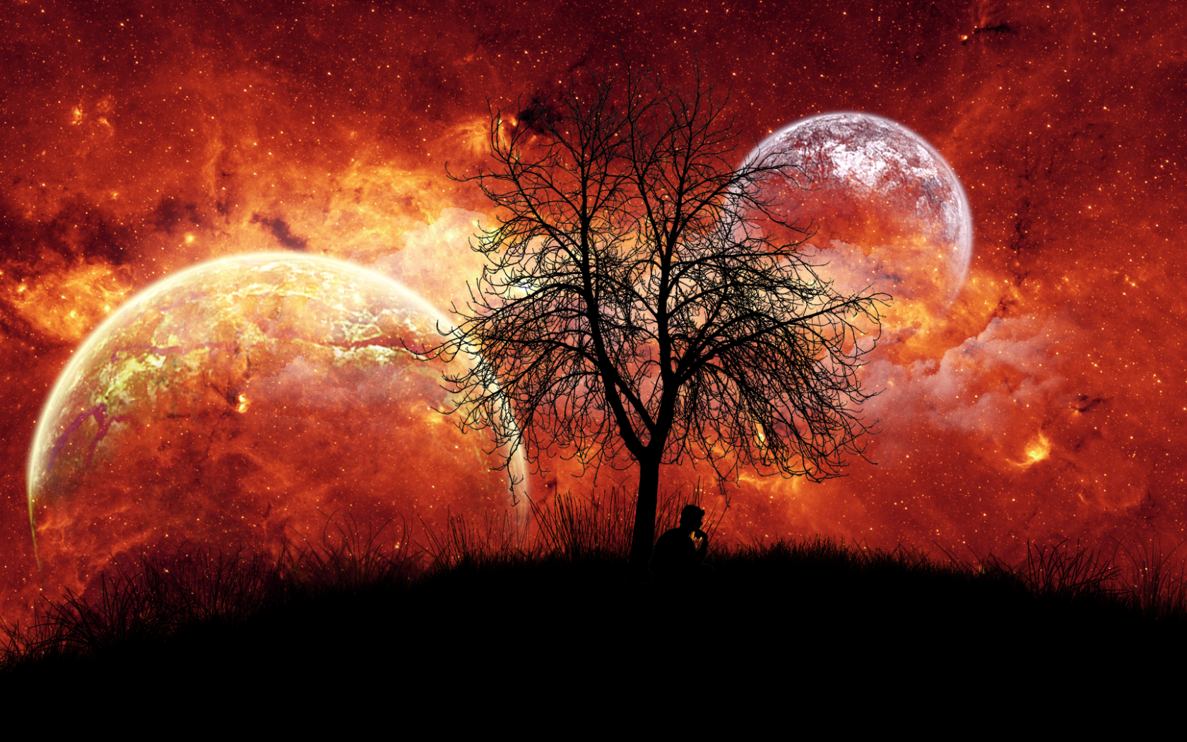 Человек под фантастическим небом