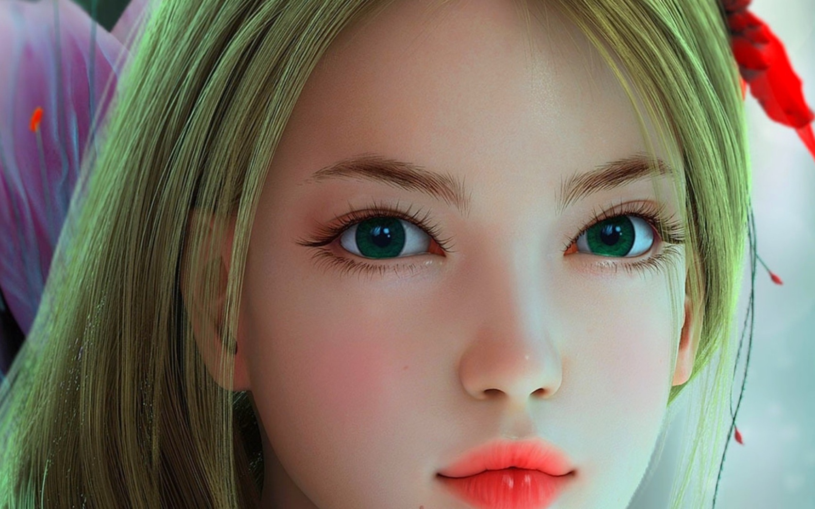 Блондинка с оранжевыми губами