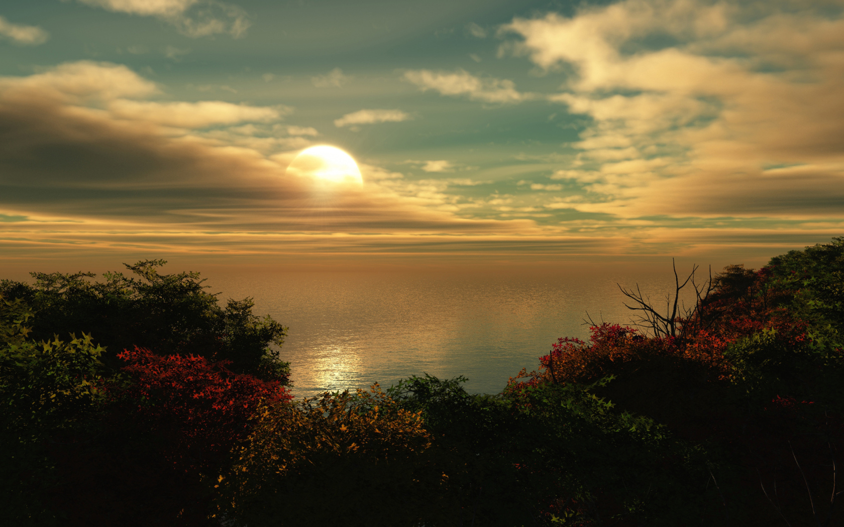 Солнце заходит за тучу