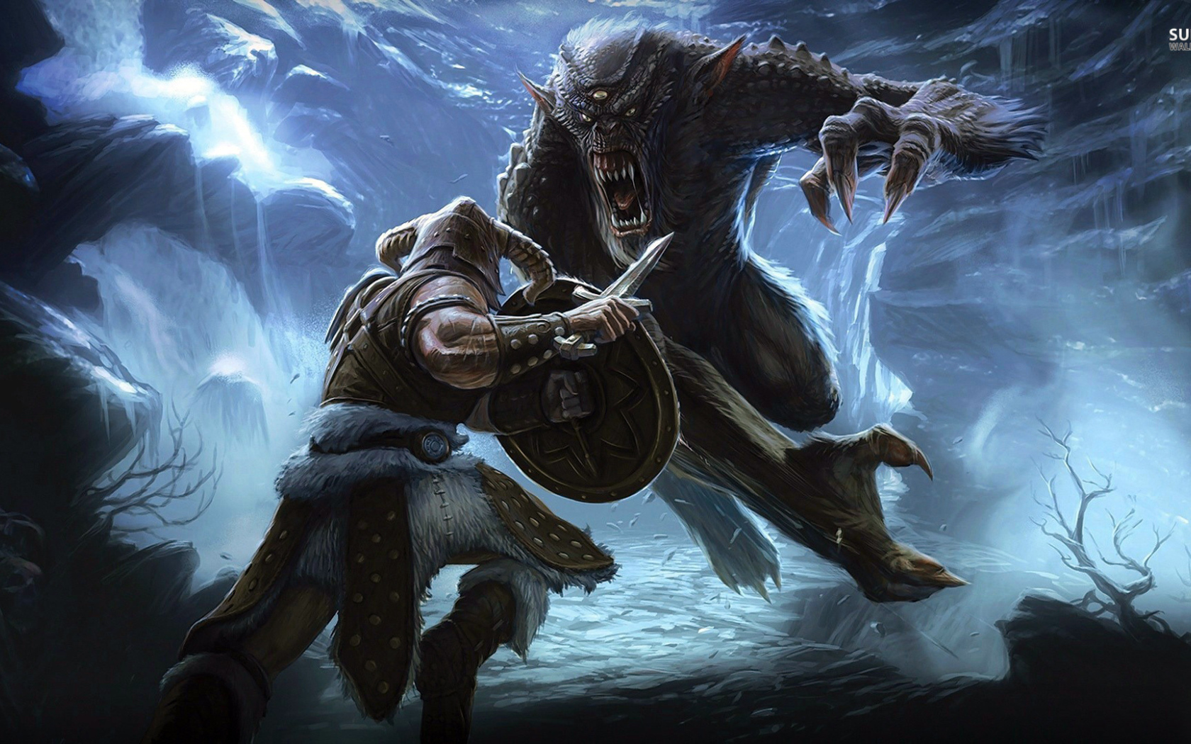 Elder Scrolls Online: варвар сражаясь с мутантом