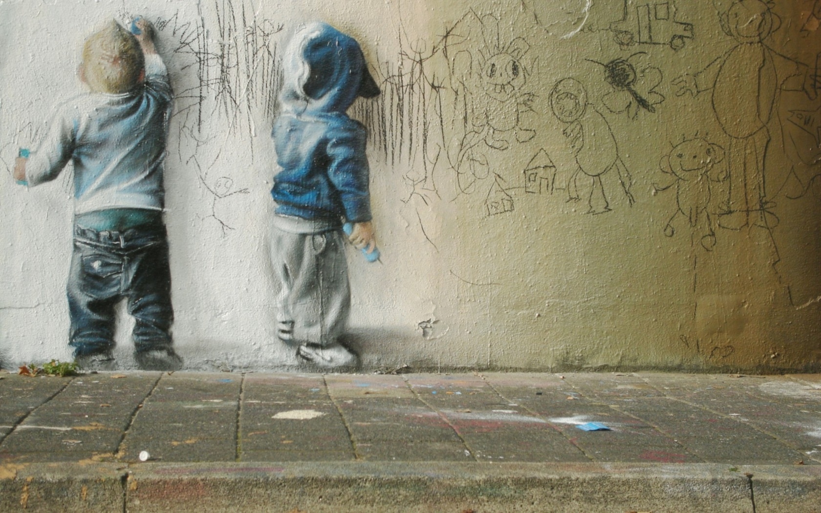 Граффити, рисующие дети