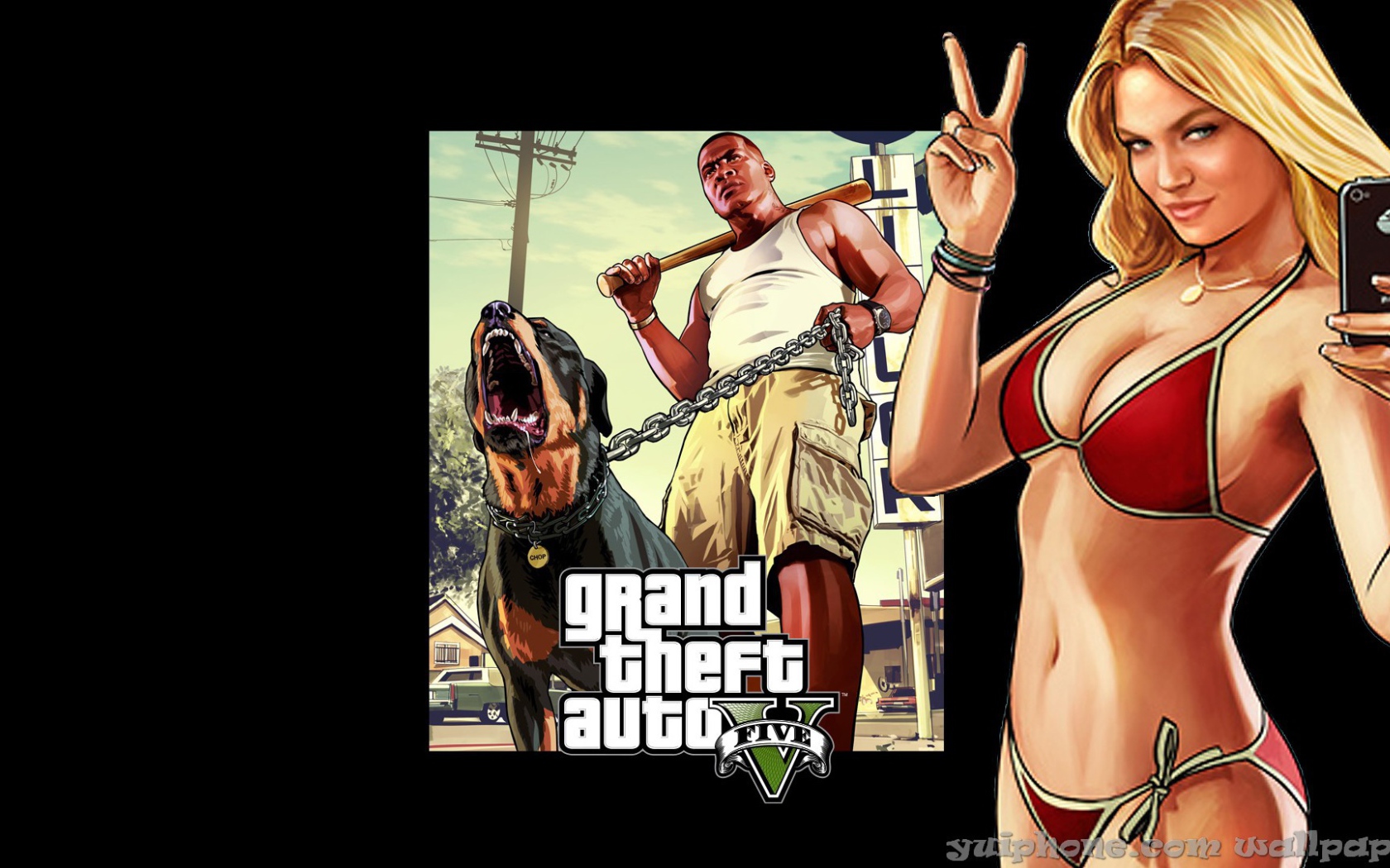 Grand Theft Auto V горячая красотка и собака