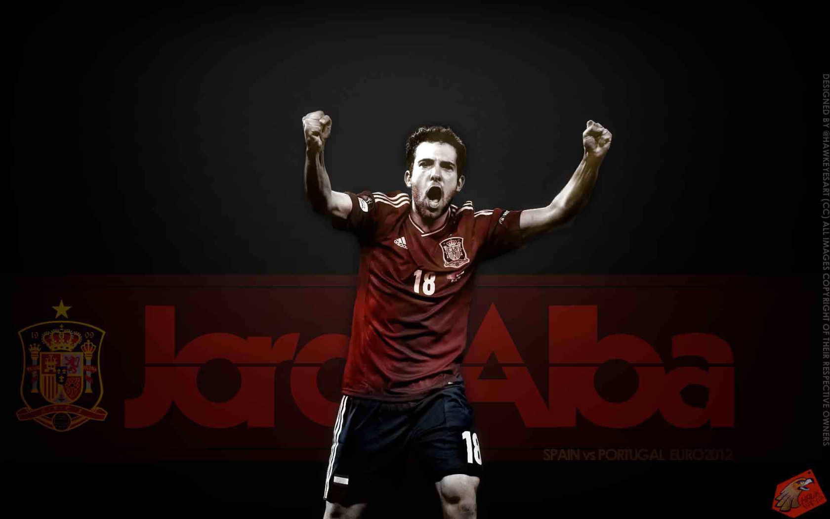  Игрок Барселоны Хорди Альба на черном фоне