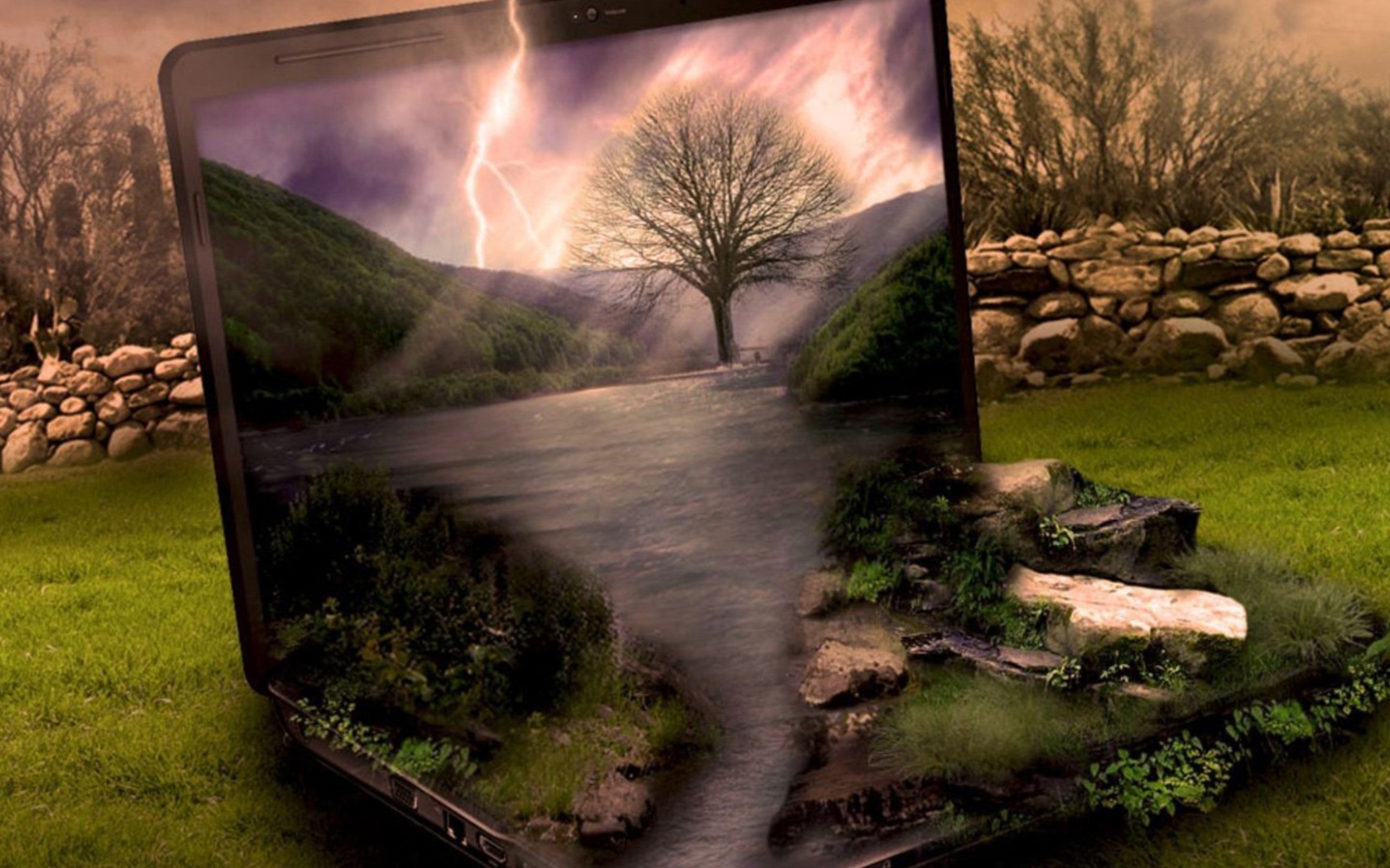 Ноутбук HP на природе