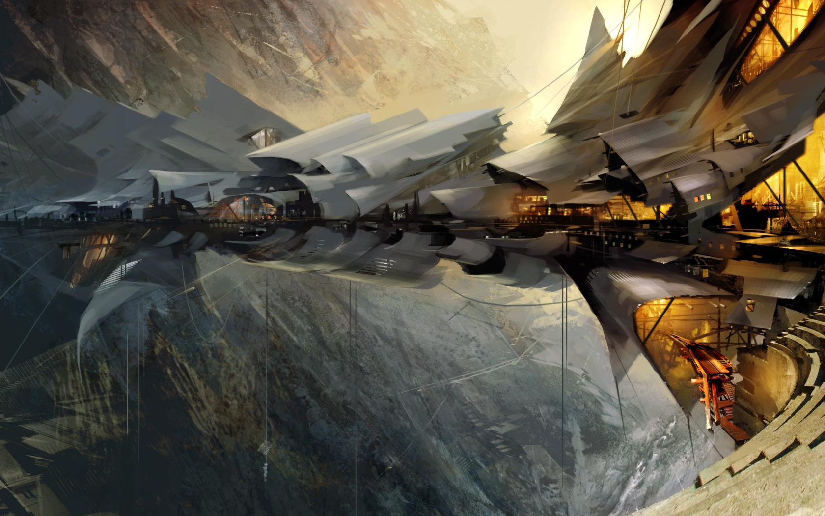 Технологичная деревня стимпанк