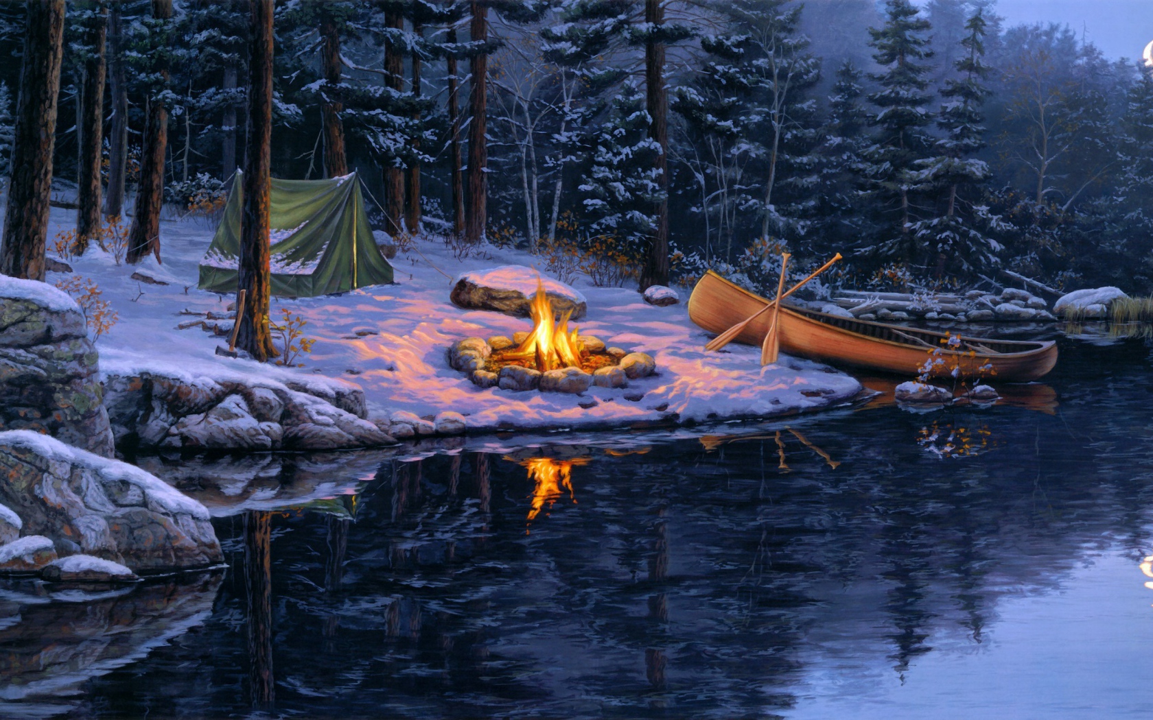 Костер на берегу реки