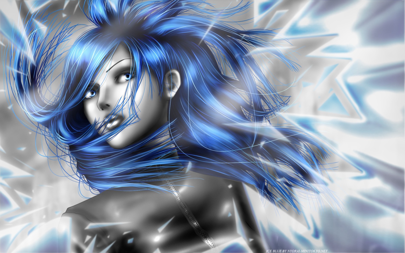 Женщина с синими волосами