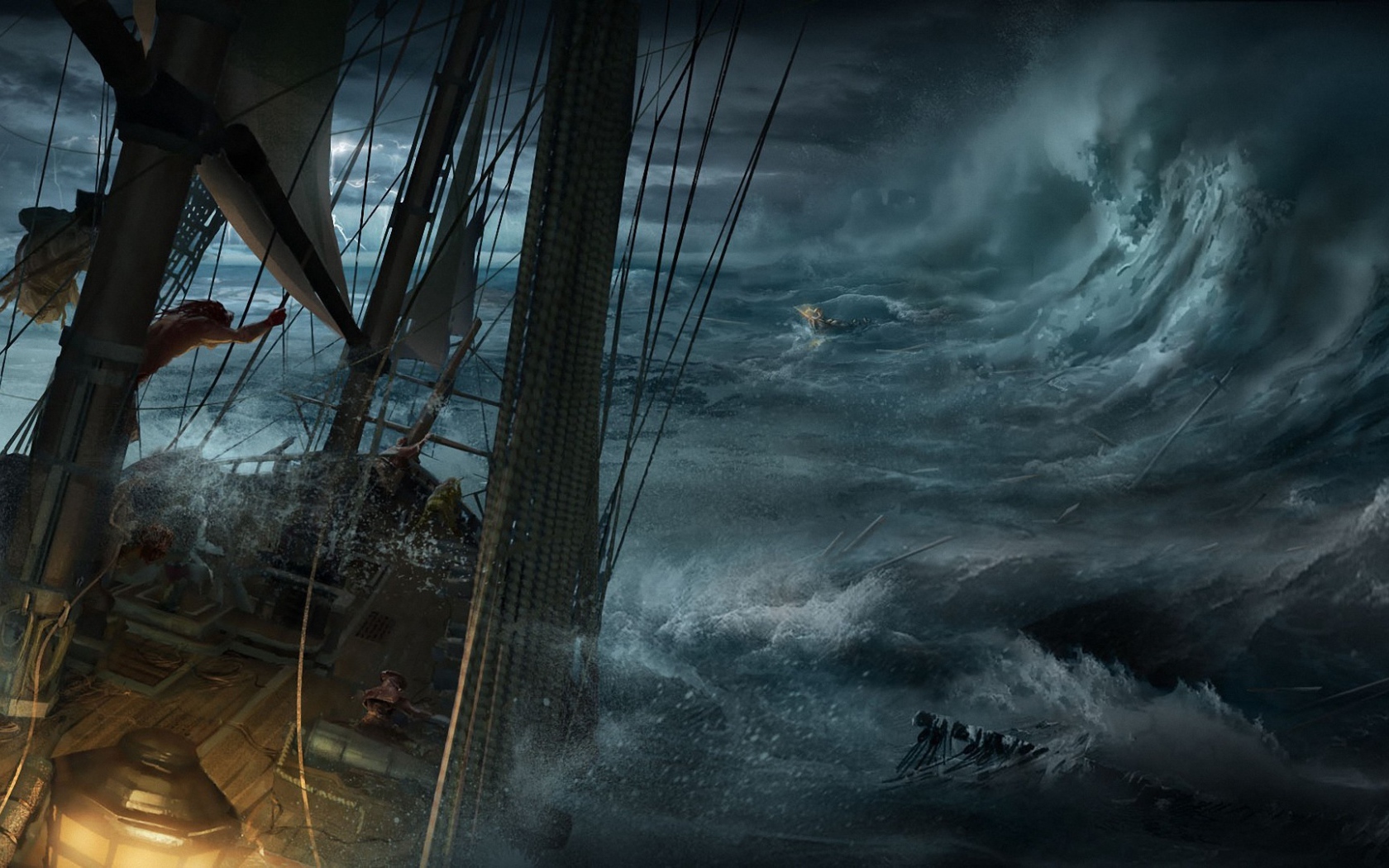 Корабль в бушующем море