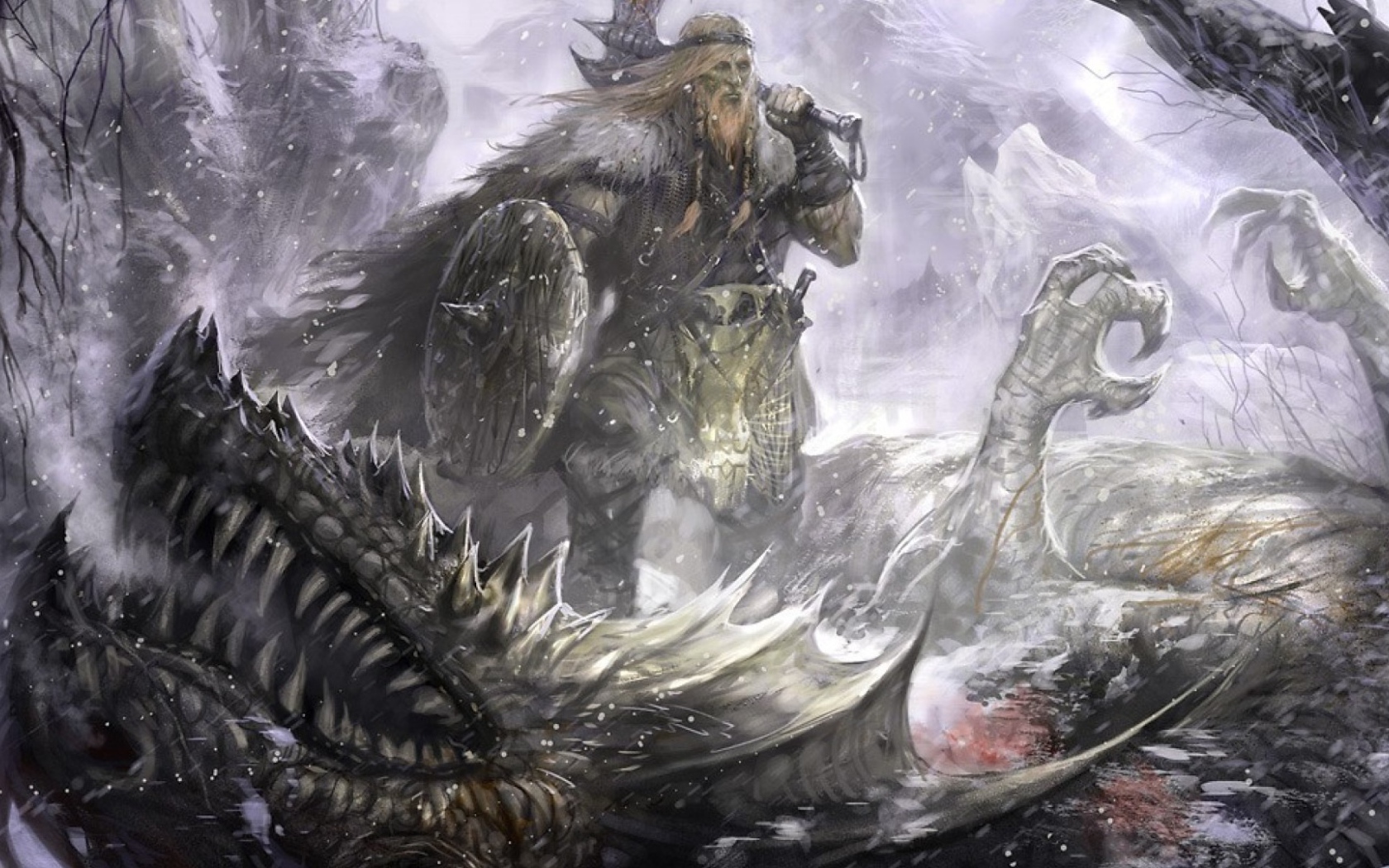 Викинг на поверженном драконе