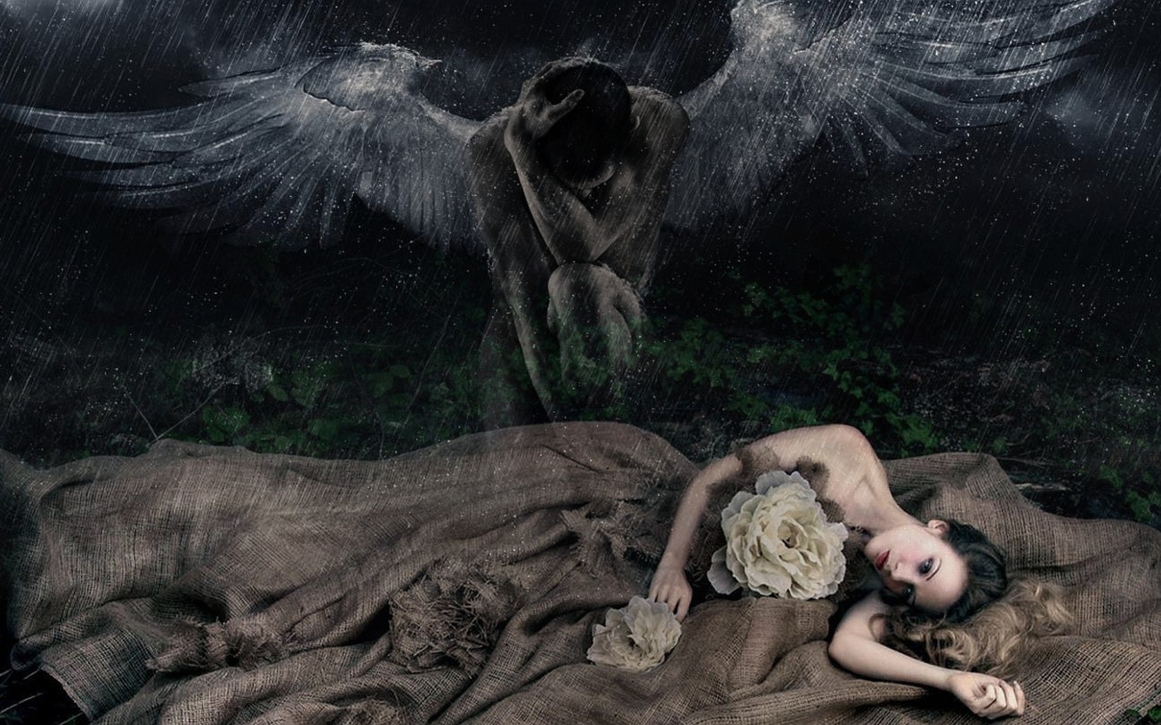 	 Black angel over the girl