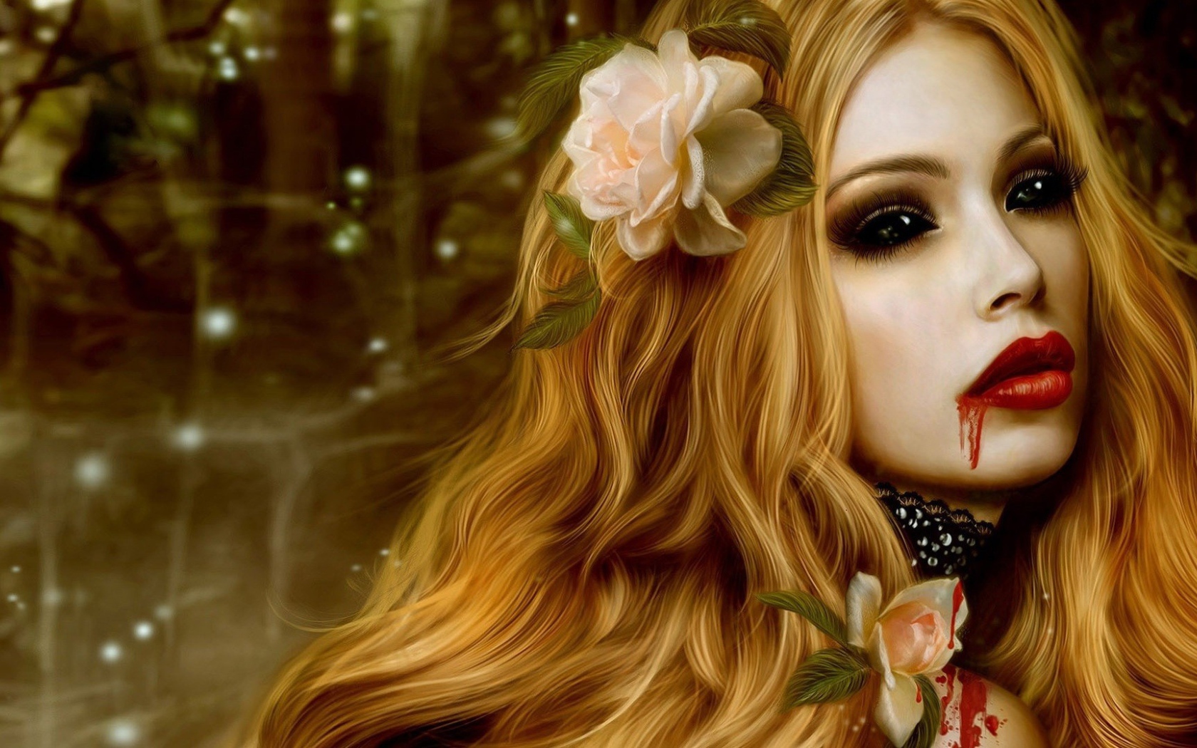 Блондинка с кровью на губах