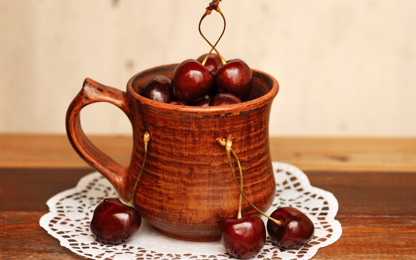 Cup with cherries