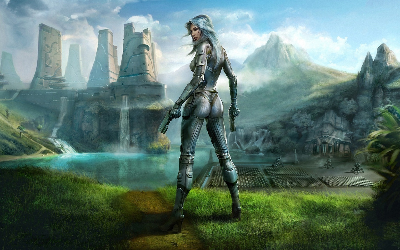 Восход Земли CG девушка