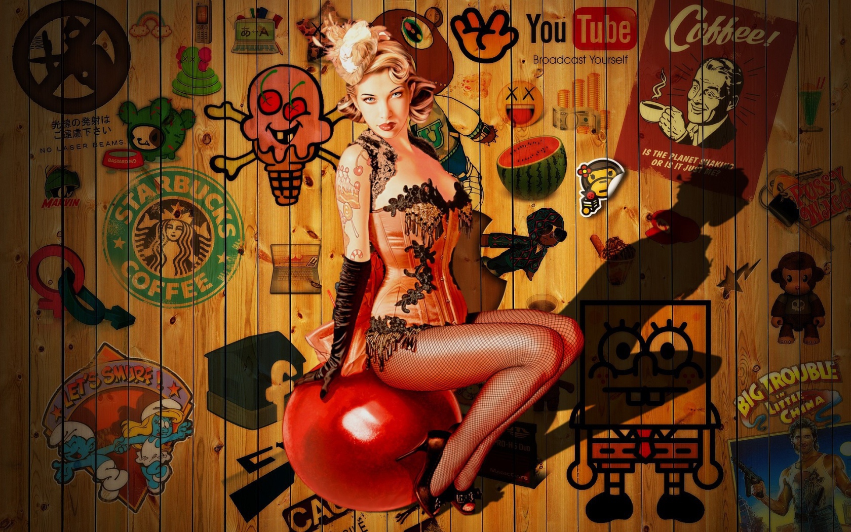 Модель на фоне рекламы