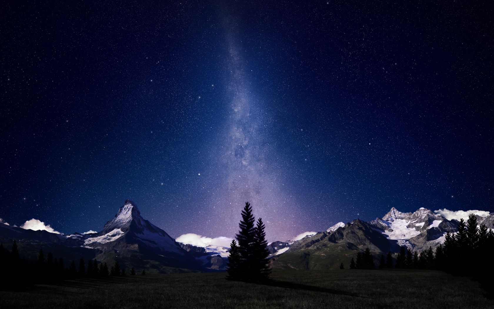 Ночное небо в Швейцарских Альпах
