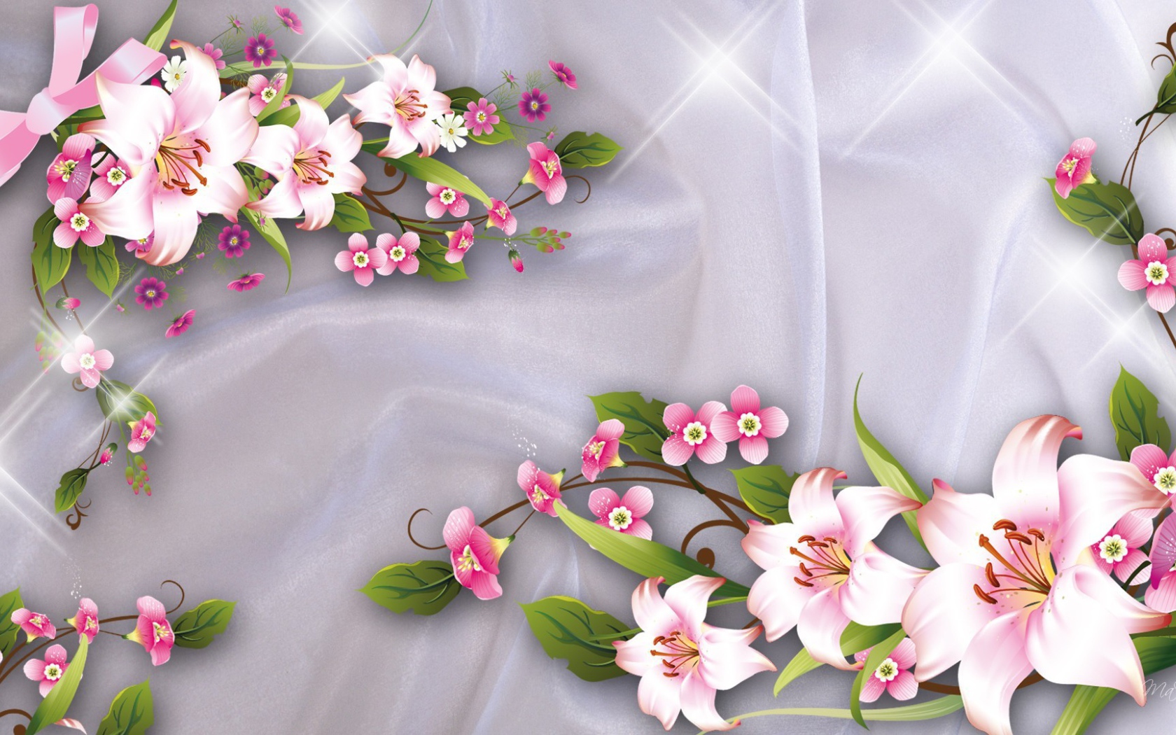 Орнамент из розовых цветов