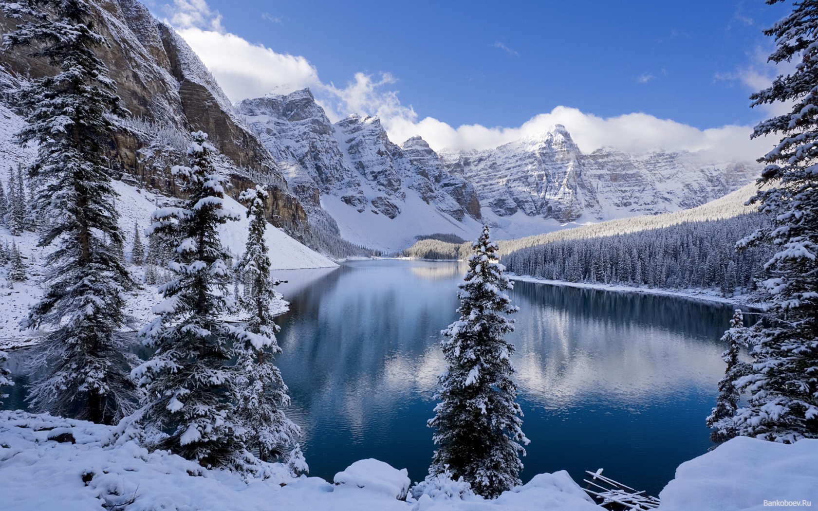 Lake in the winter mountains