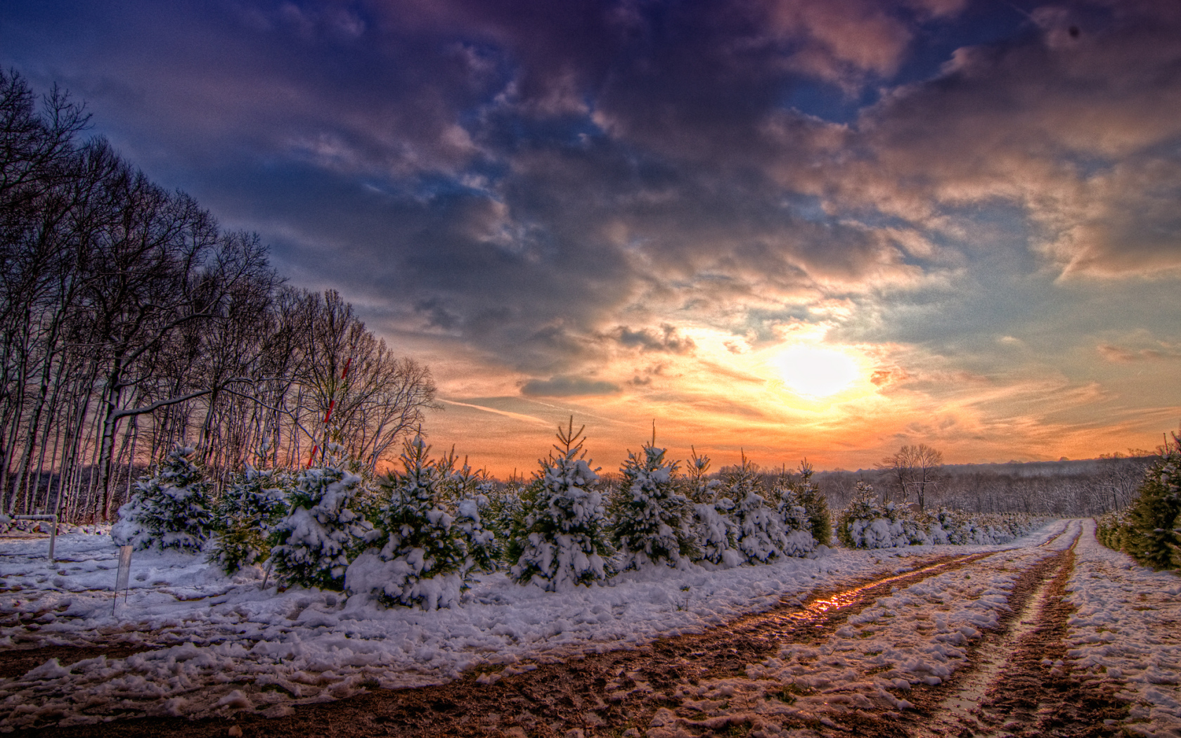 Зимняя дорога в закат