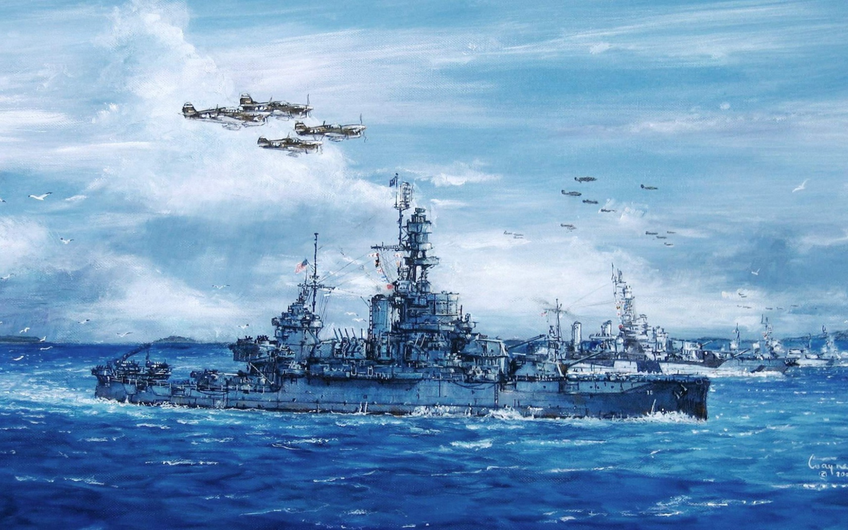 Самолеты сопровождают корабли