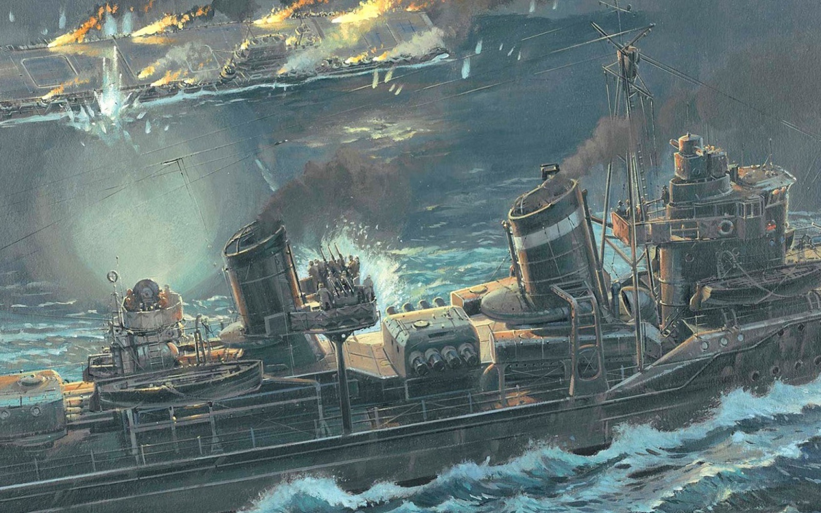 Шторм и военные корабли