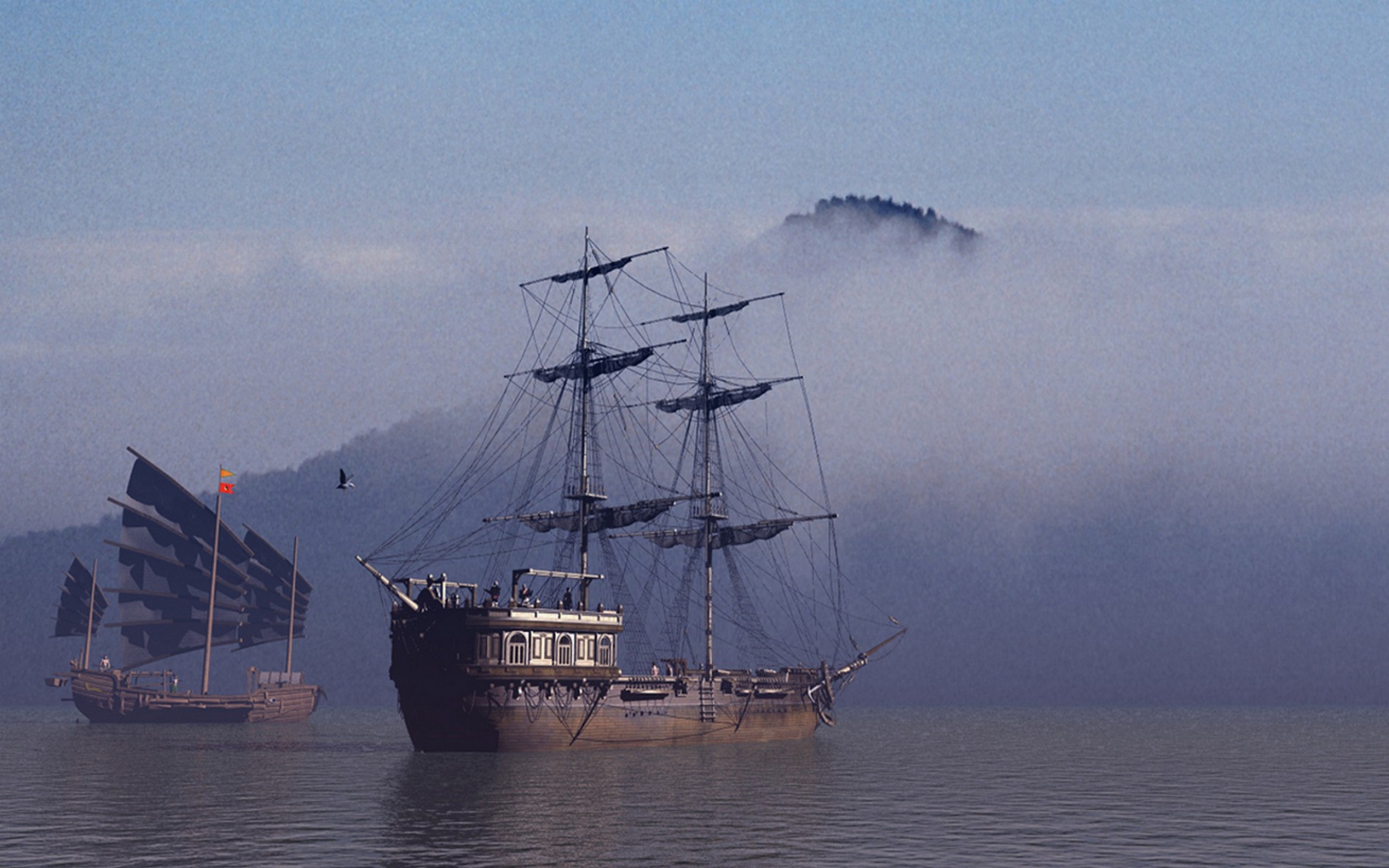 Парусники в тумане