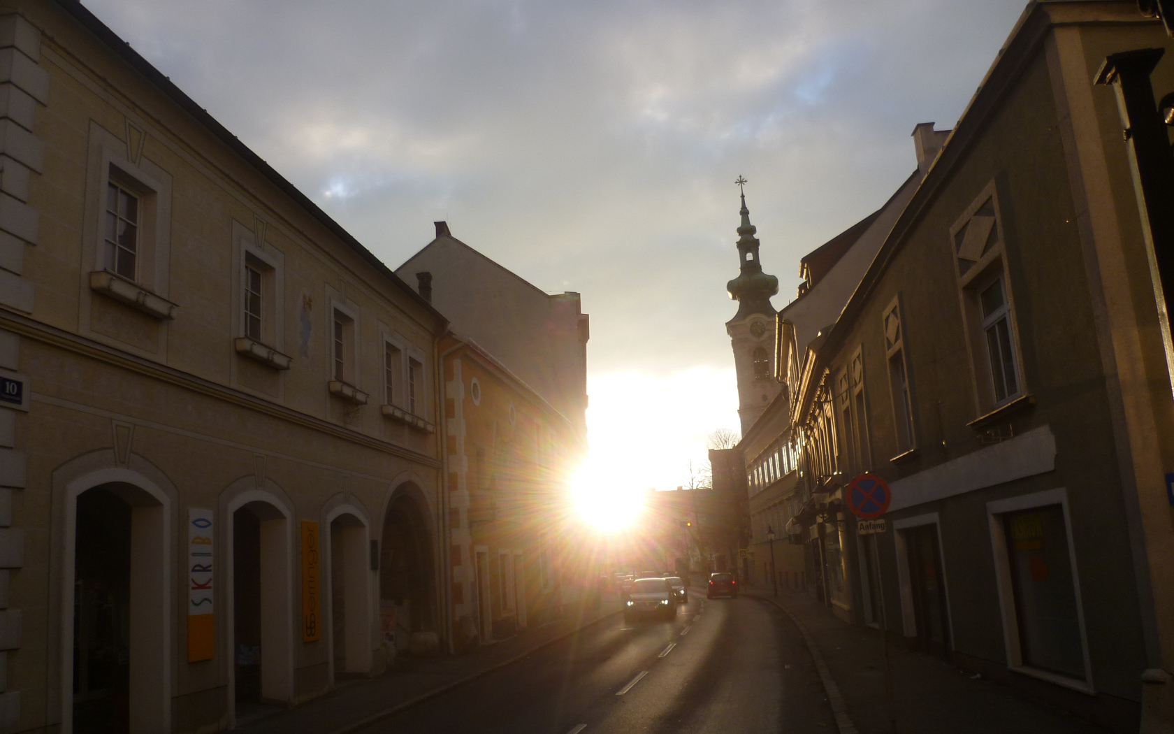 Закат в городе Гайнберг, Австрия