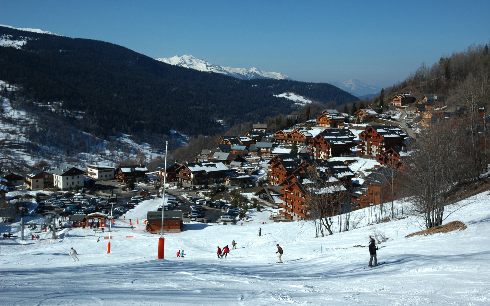 Лыжная трасса на горнолыжном курорте Мерибель, Франция