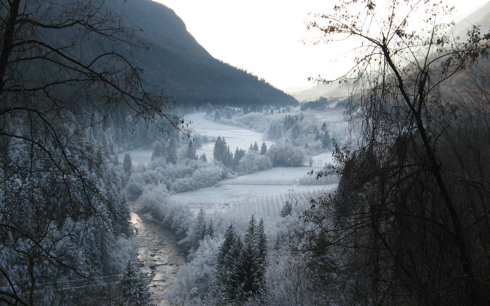 Зимний пейзаж на горнолыжном курорте Валь ди Соль, Италия