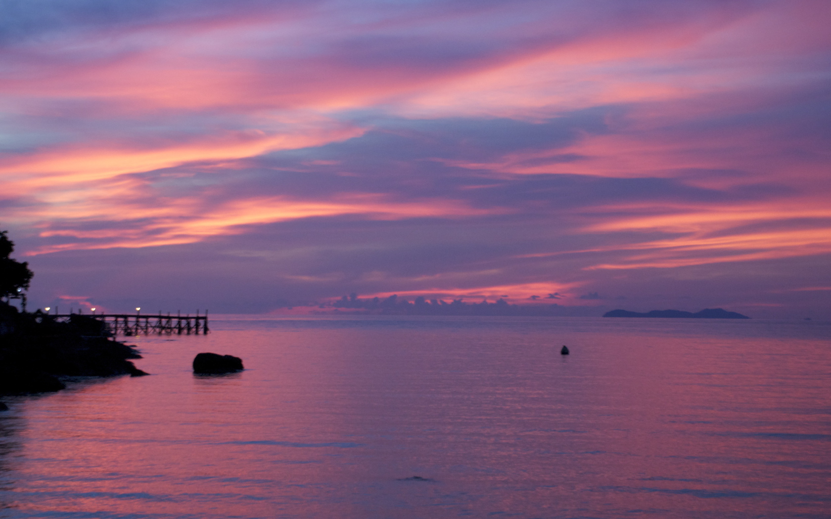 Pink sunset on the island of Koh Kood, Thailand