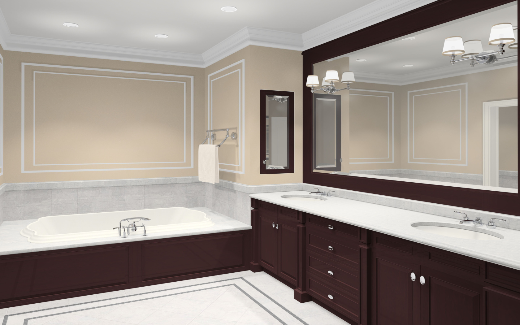 Большое зеркало в ванной