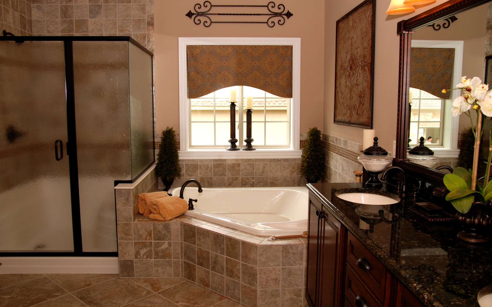 Ванная в коричневых тонах