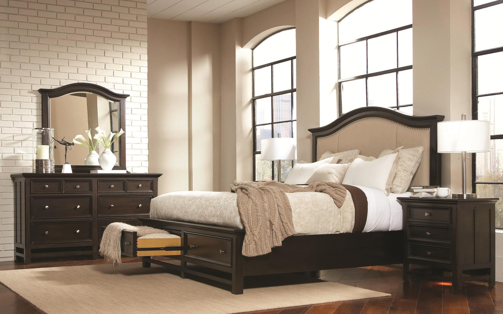 Бежевый цвет в спальне