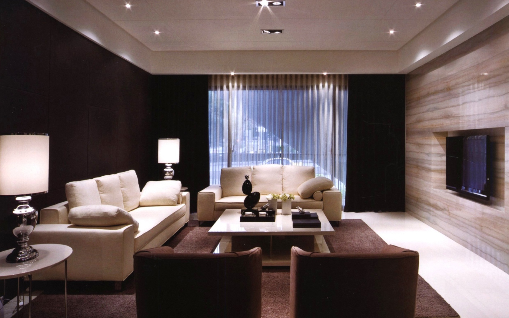 Темные цвета в оформлении гостиной