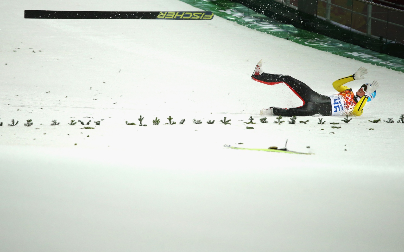 Обладатель золотой медали немецкий прыгун на лыжах Зеверин Фройнд на олимпиаде в Сочи