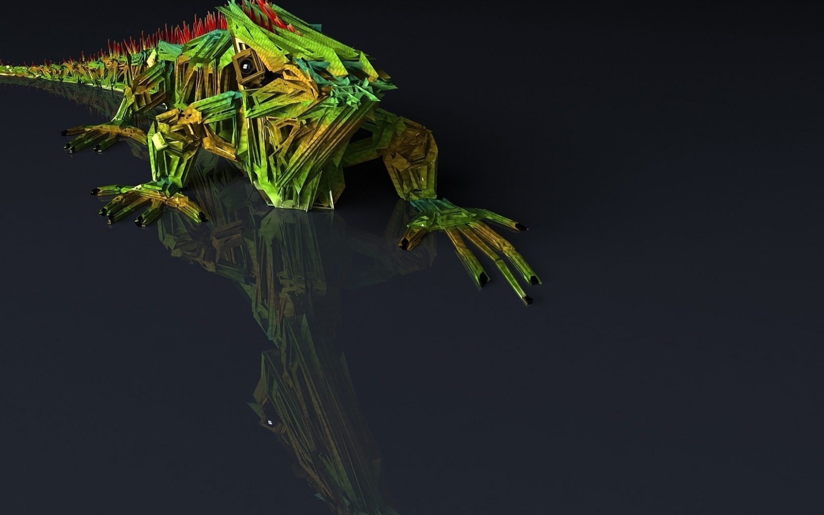 3Д хамелеон на серой поверхности