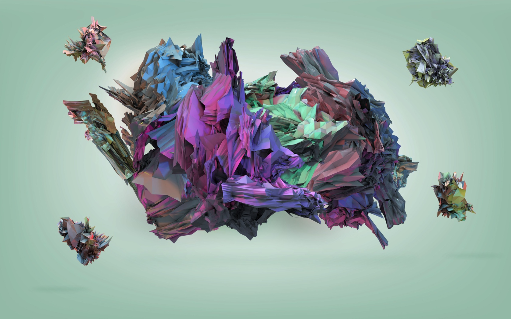 Кристаллы на голубом фоне