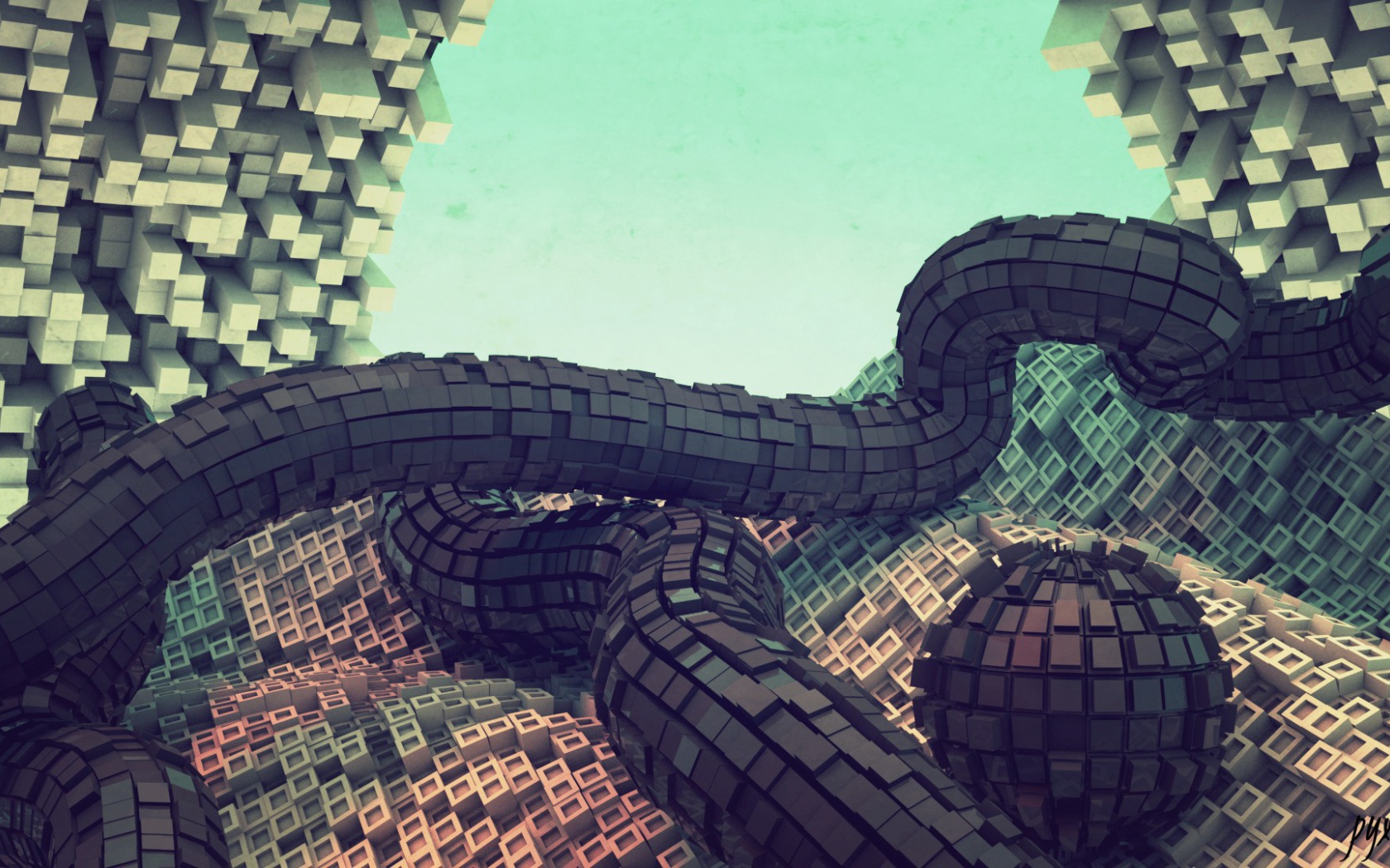 Кубические конструкции из пикселей