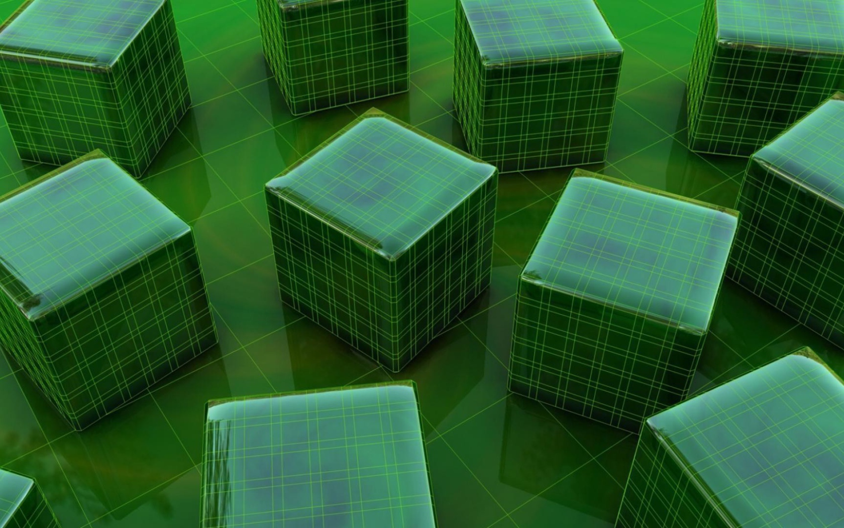 Зеленые клетчатые кубы