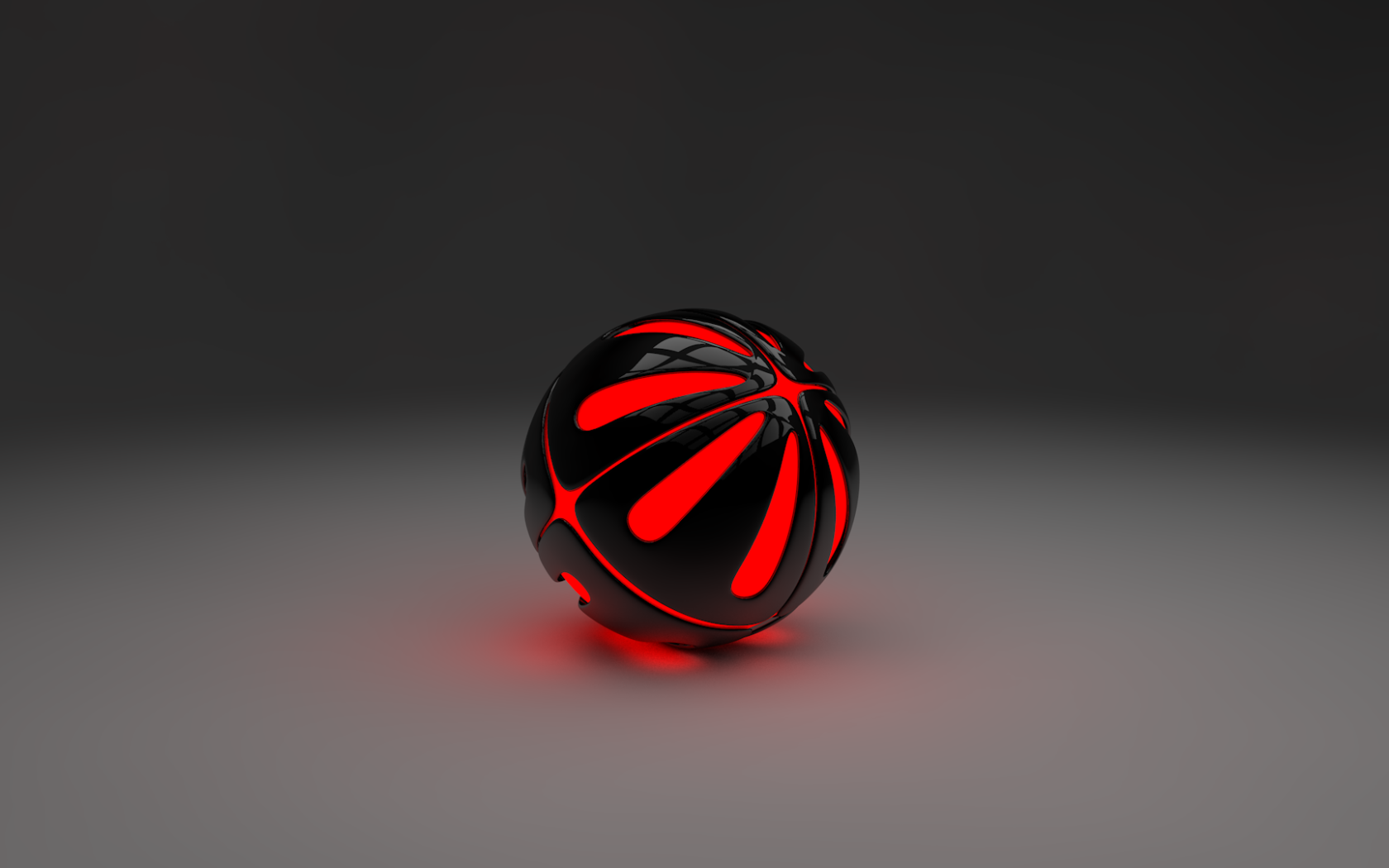 Красный шар на сером фоне, 3-Д графика