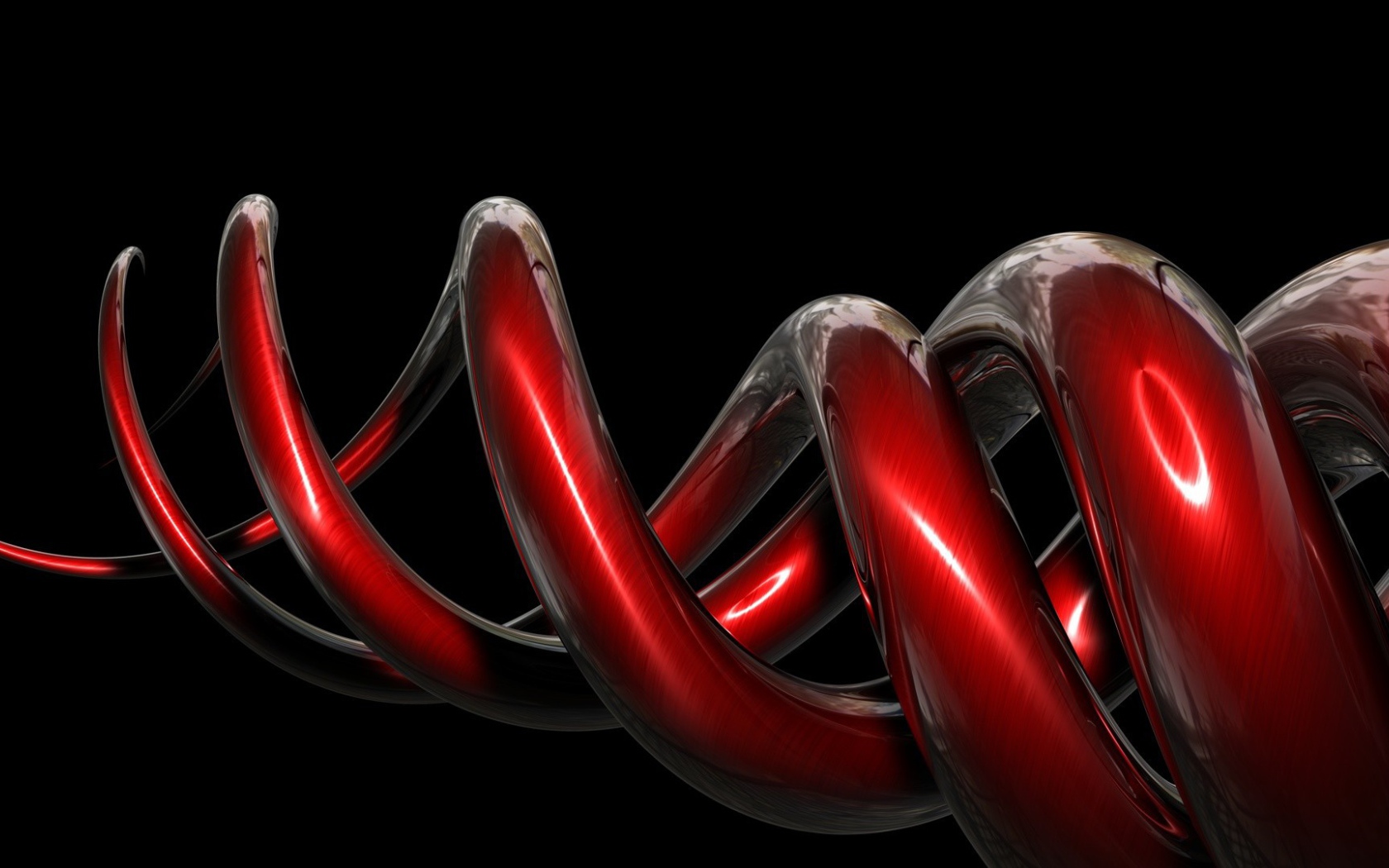 Красная спираль на черном фоне, 3-Д графика