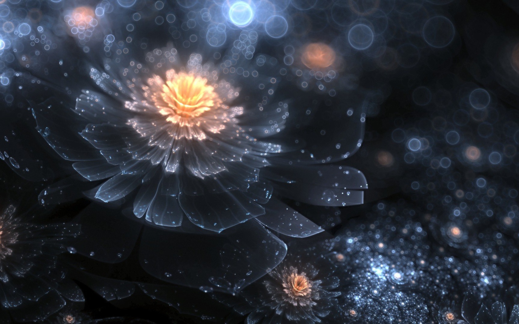 Сияющие прозрачные цветы