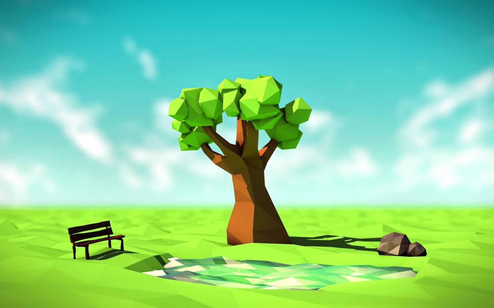 Дерево в поле, 3-Д графика