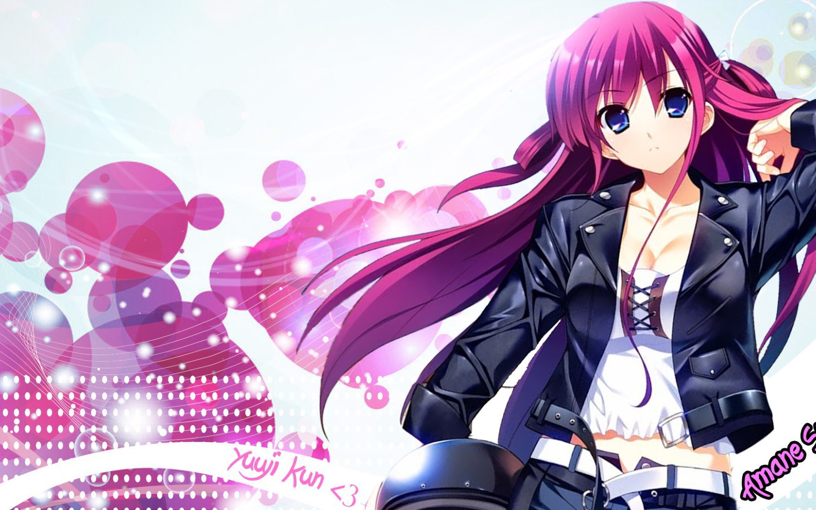 Девушка с розовыми волосами в аниме Натюрморт в серых тонах